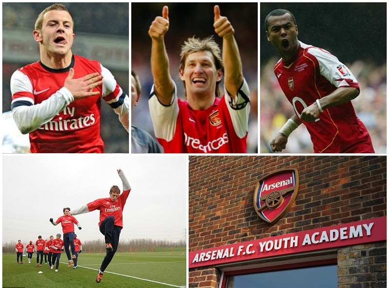 Học viện Arsenal có những cơ sở đào tạo tốt nhất trong số những đội bóng hàng đầu châu Âu. Nhờ chính sách ưu tiên phát triển cầu thủ trẻ của HLV Arsene Wenger, Pháo thủ thành London luôn cho ra lò những cầu thủ chất lượng như Ray Parlour, Andy Cole, Ashley Cole, Jack Wilshere…