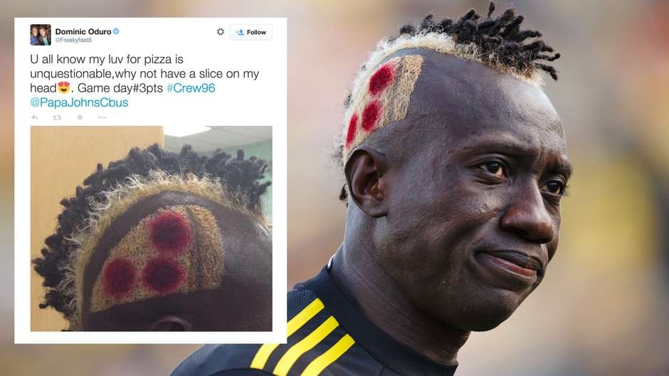 Dominic Oduro (Toronto/Ghana): Kiểu tóc của tiền đạo người Ghana chẳng khác nào một chiếc bánh pizza. Nó rất phù hợp cho mục đích quảng cáo.