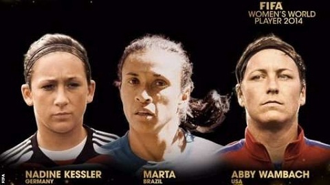 Nadine Kessler (Wolfsburg, ĐT Đức)  Marta (FC Rosengard, ĐT Brazil)  Abby Wambach (Western New York Flash; ĐT Mỹ). 