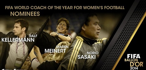 Ralf Kellermann (đội nữ CLB Wolfsburg), Maren Meinert (đội nữ U20 Đức) và Norio Sasaki (ĐT nữ Nhật Bản).