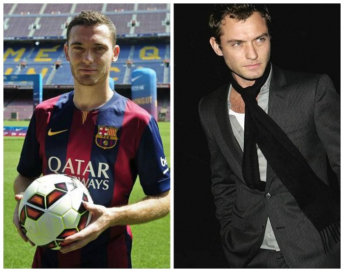 Jude Law là nam diễn viên nổi tiếng người Anh. Giữa ông và trung vệ người Bỉ, Thomas Vermaelen sở hữu những nét rất giống nhau. Nếu không để ý tới màu tóc, người hâm mộ có thể nhận nhầm người.