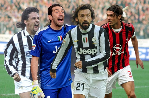 Doi hinh huyen thoai ket hop giua Juventus va AC Milan hinh anh