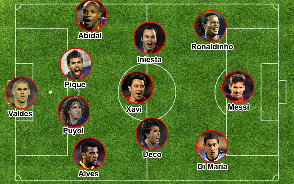 Đội hình bất khả chiến bại cùng Lionel Messi theo sơ đồ 4-3-2-1 do Sportskeeda bình chọn.
