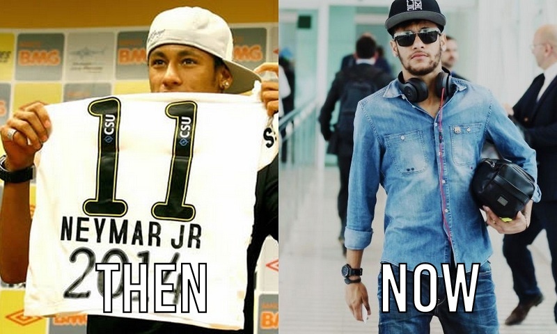 Neymar là fan trung thành với thời trang hip hop. Ngôi sao người Brazil không thay đổi phong cách ăn mặc trong nhiều năm qua. Dẫu vậy, so với thời gian ở Santos, hiện chân sút 23 tuổi của Barca trông sành điệu hơn rất nhiều.
