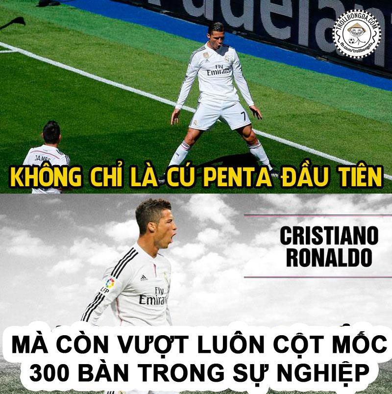 Ronaldo còn lập 2 kỷ lục cá nhân khác trong chiến thắng 9-1 của Real trước Granada khi lần đầu tiên ghi 4 bàn trong một trận đấu nhiều hơn hai lần ở cùng mùa giải và lập penta sau 90 phút thi đấu.
