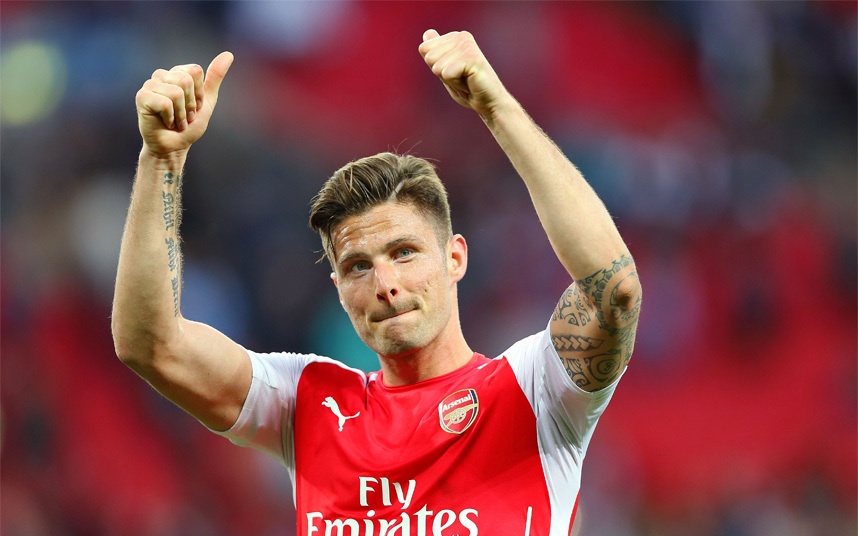 9. Olivier Giroud (Arsenal): Tiền đạo người Pháp đang hoàn thiện kỹ năng săn bàn và trở thành 1 trong những chân sút xuất sắc nhất Premier League. Ngôi sao người Pháp có 14 pha lập công sau 24 lần ra sân tại giải Ngoại hạng. Ảnh: Rex. 