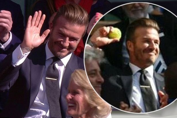 Beckham bat gon qua bong tennis khi tham du Wimbledon hinh anh