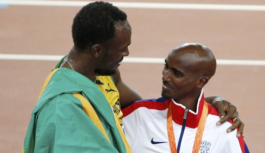 Usain Bolt chuc mung nha vo dich the gioi noi dung 5.000 m hinh anh