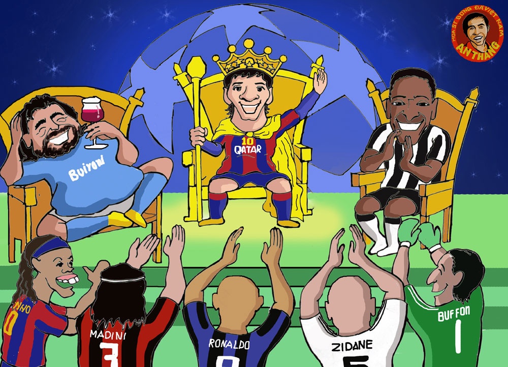 Bo tranh vui Messi gianh Qua bong vang 2015 hinh anh