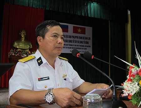 Đại tá Lê Xuân Thủy, Phó Tư lệnh Vùng 4 Hải quân phát biểu khai mạc cuộc giao lưu nhân sự lần thứ nhất.