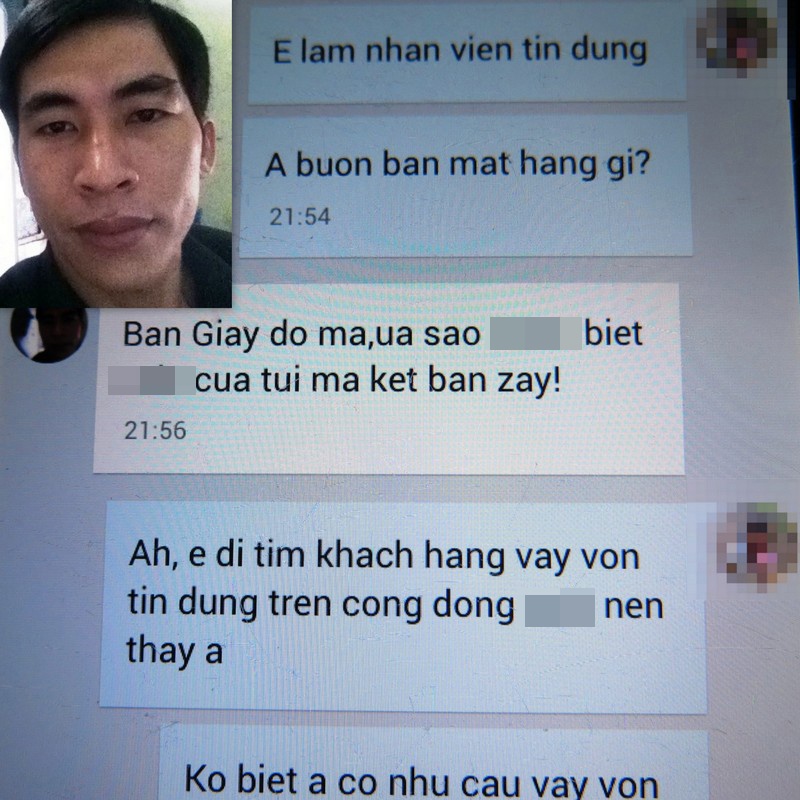 Đoạn chat PV nhập vao nhân viên tín dụng ngân hàng để tiếp cận với tên Nam - tội phạm đang bị truy nã.