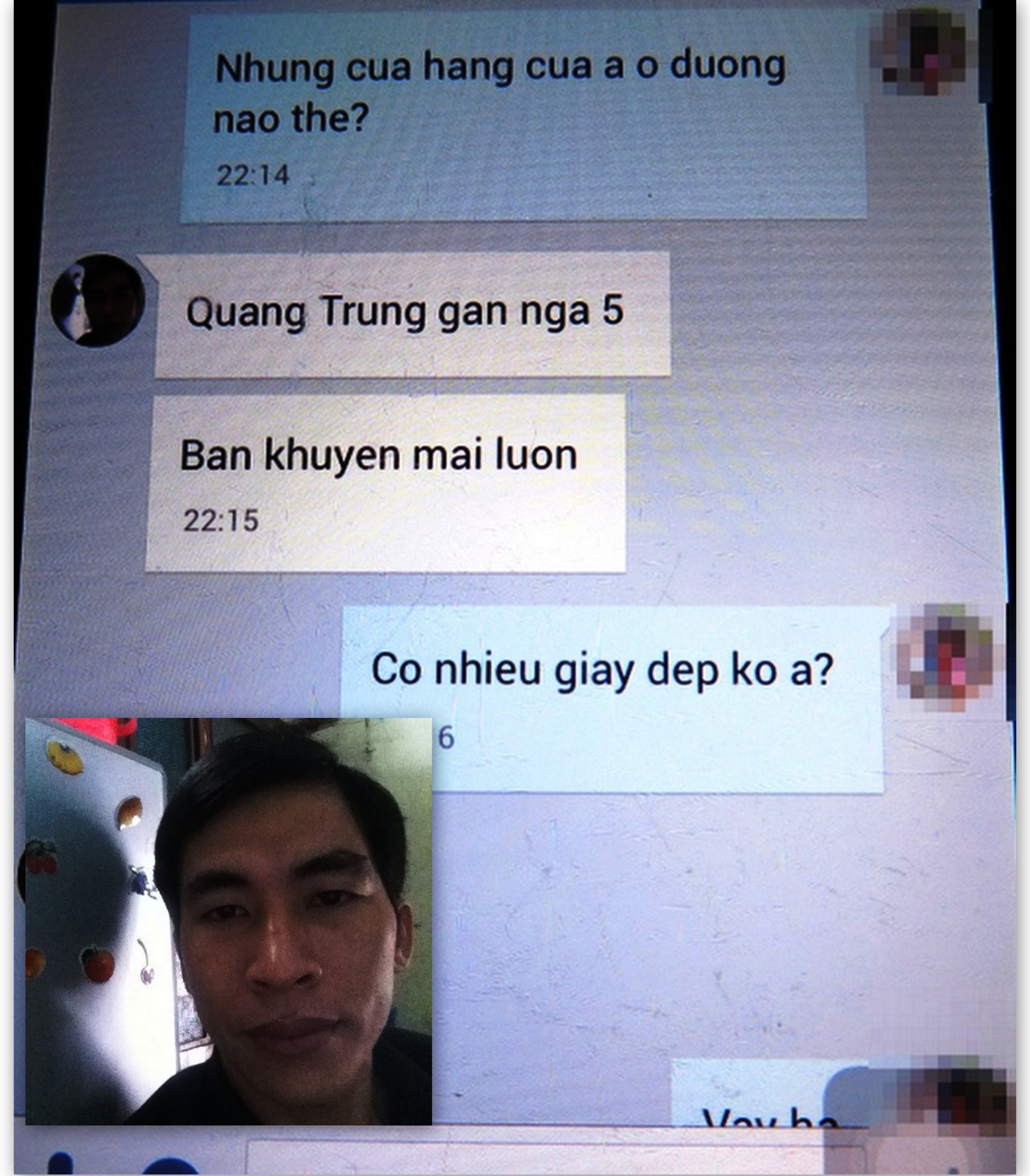 Đoạn chat PV dụ Nam nói ra đường Quang Trung nơi hắn đang trú ẩn để báo cho trinh sát đến tìm.