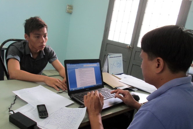 Vũ Văn Kiên ra đầu thú, khai báo về hành vi phạm tội của mình tại Công an TP Vũng Tàu .