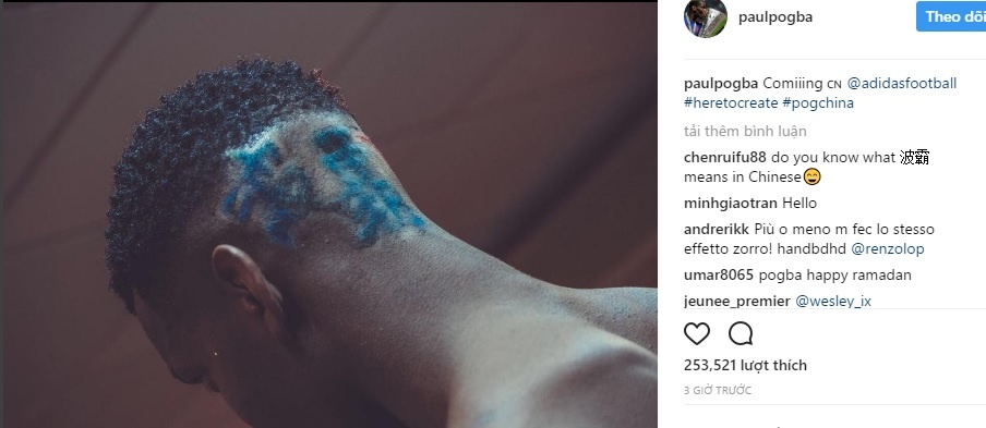 Pogba ra mat kieu toc moi dam chat Trung Quoc anh 2