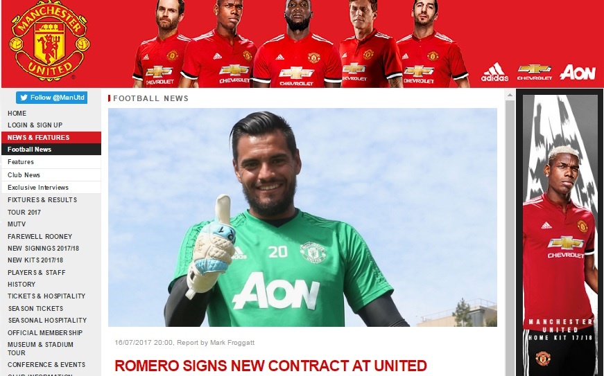 Thủ thành Romero nhận thưởng lớn từ Man Utd ảnh 1 Thu thanh Romero nhan thuong lon tu Man Utd anh 1