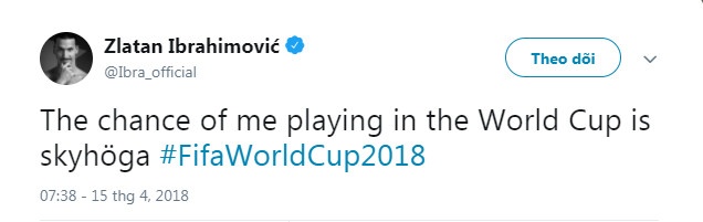 Ibra thông báo thi đấu cho ĐT Thụy Điển ở World Cup 2018 ảnh 1 Ibra thong bao thi dau cho DT Thuy Dien o World Cup 2018 anh 1