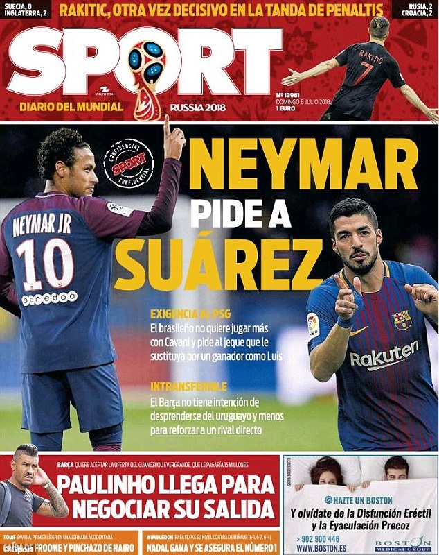 Neymar yêu cầu PSG bán Cavani mua Suarez ảnh 1 Neymar yeu cau PSG ban Cavani mua Suarez anh 1