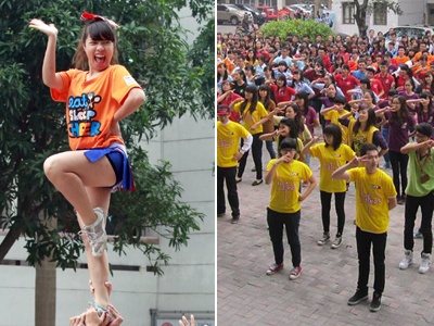 300 sinh vien Ngoai thuong nhay flashmob tang thay co hinh anh