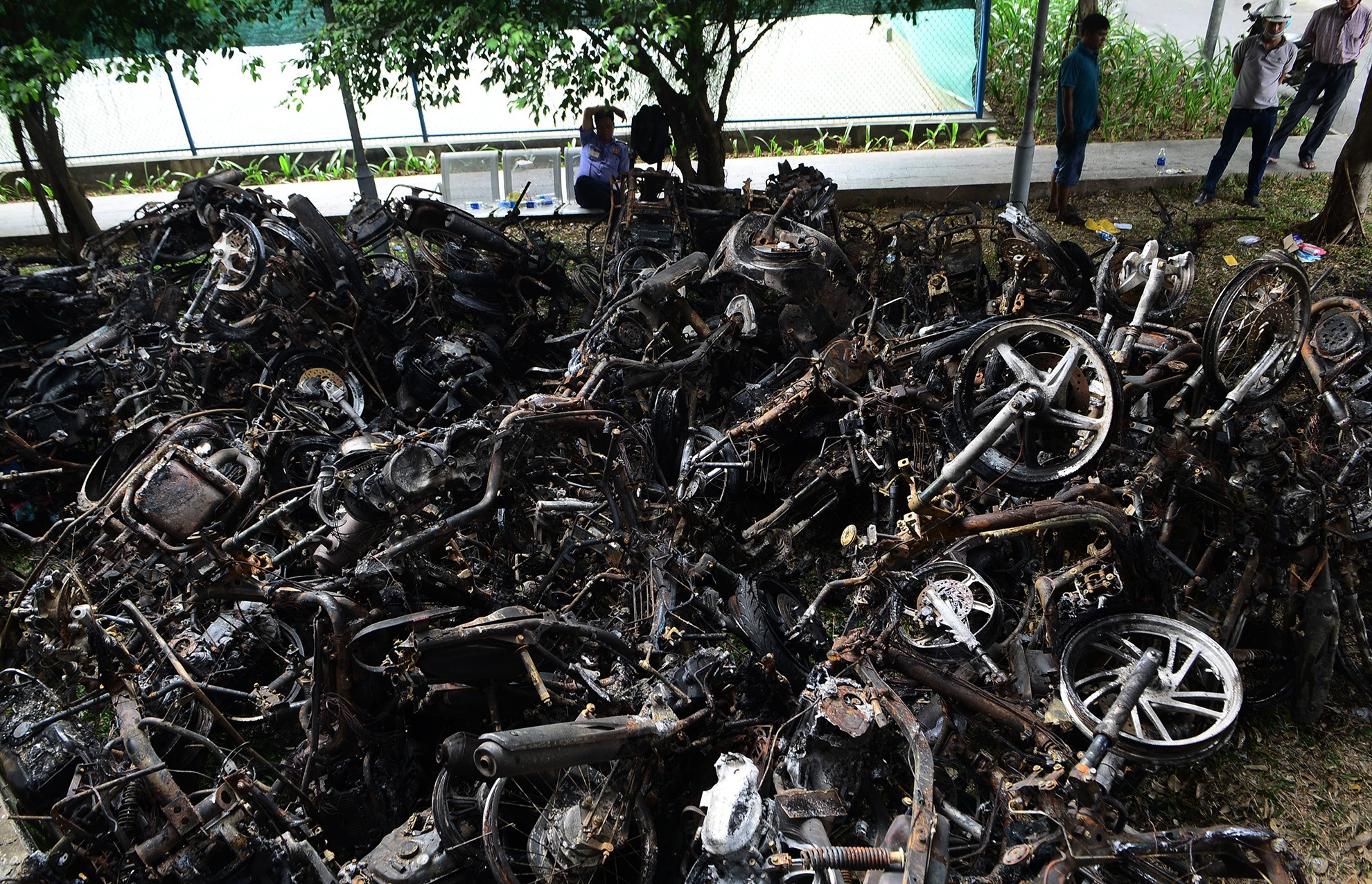 Hang tram xe may chat thanh dong sau vu chay chung cu Carina Plaza hinh anh