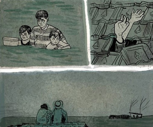 Thang Fly gay sot voi bo tranh ve mien Trung bao lu hinh anh