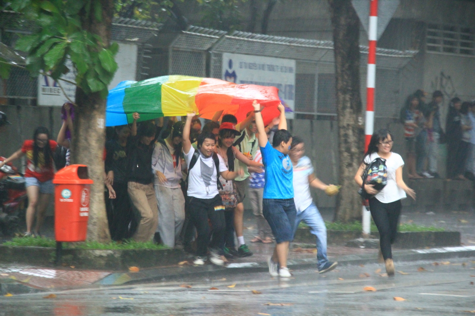 200 ban tre dong tinh TP.HCM chay bo duoi mua hinh anh