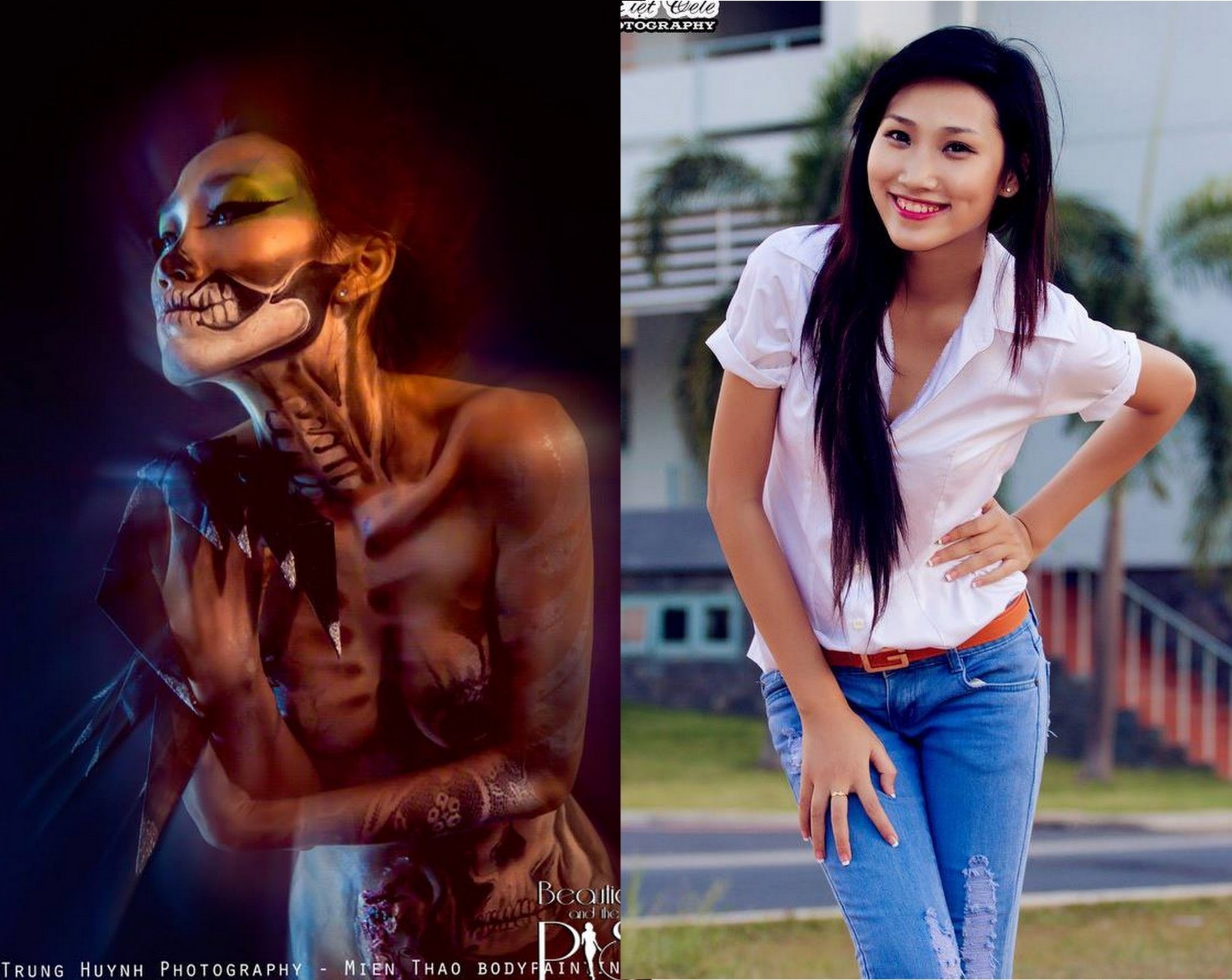 Nu sinh 9X khoa than de ve len co the hinh anh