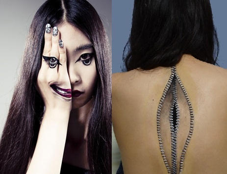 Nu sinh nguoi Nhat voi tai ve body painting 3D nhu that hinh anh