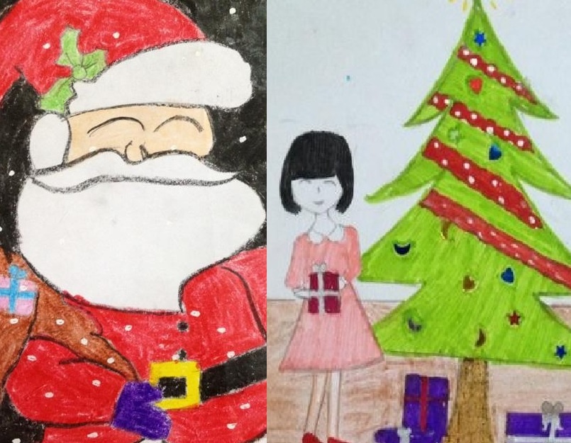 Tranh ve ngo nghinh gui ong gia Noel cua hoc sinh lop 4 hinh anh