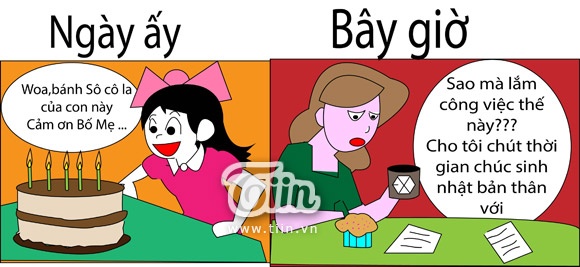 Ngày xưa, sinh nhật nào bố mẹ cũng tổ chức cho bạn với chiếc bánh Gato to ơi là to, ăn bao nhiêu tùy thích còn bây giờ, công việc bận rộn, bạn vừa ăn mừng sinh nhật bản thân với chiếc bánh cupcake tự thưởng vừa kêu trời vì núi công việc đang chờ.