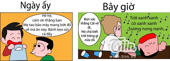 Ngày ấy lũ bạn đến sinh nhật, khi ra về được bố mẹ bạn tặng thêm một túi bánh kẹo vác về. Giờ là bạn đến quán nhậu và vác lũ bạn về.