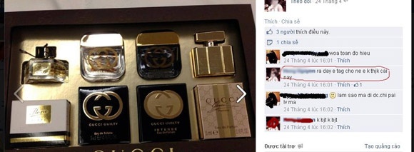 Những món đồ hàng hiệu được H.N đăng lên Facebook.
