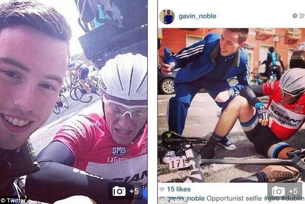 Bức ảnh David chụp khi vận động viên Kittel còn đang gục ngã vì mệt.