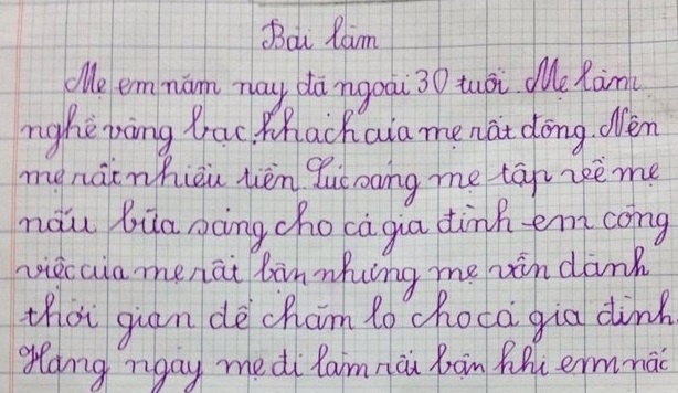 Bài viết tả mẹ của bé Hồng Anh.