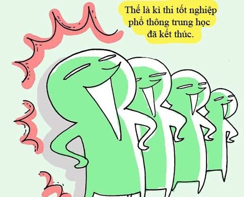 Truyen tranh vui ve on thi tot nghiep hinh anh