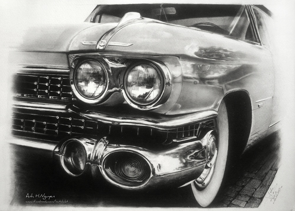 Một góc đẹp nhất mà mình tìm ra được trong một bức tranh chiếc xe hơi cổ.​