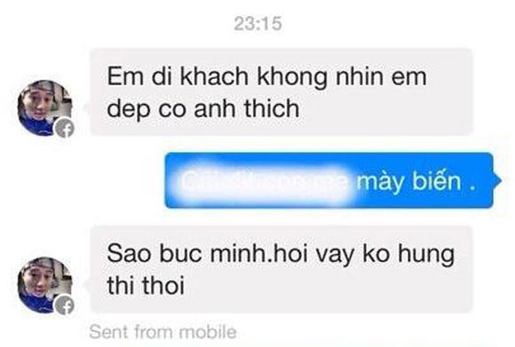 Dòng tin nhắn gạ gẫm gửi đến Hưng tối qua.
