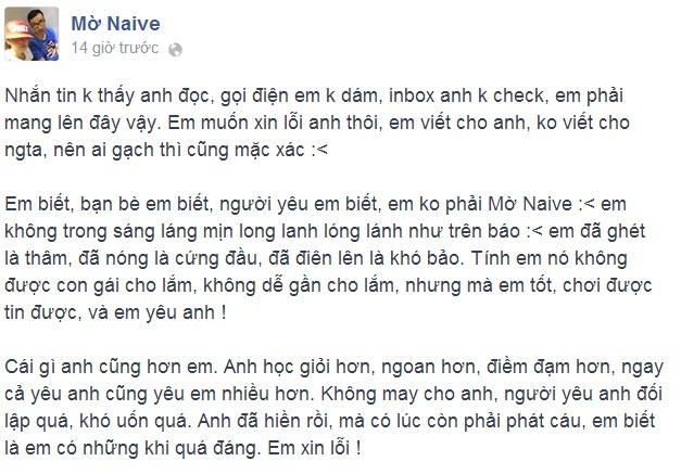 Tâm thư Mờ Naive gửi người yêu.