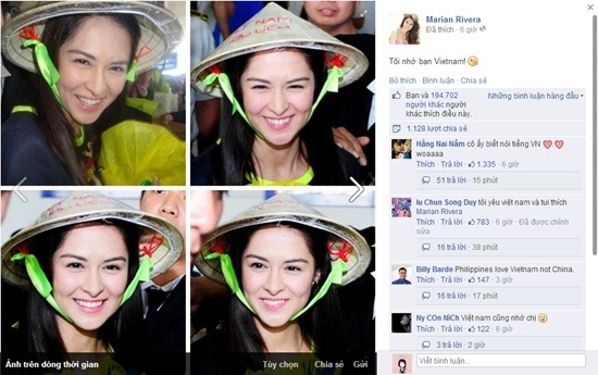 Hình ảnh và dòng status của Marian Rivera đốn tim dân mạng Việt.