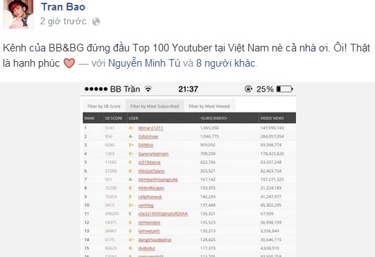 Chia sẻ của Bảo Bảo trên Facebook.