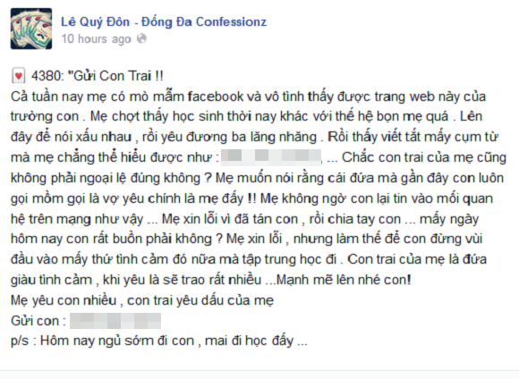 Nội dung chia sẻ của người mẹ.