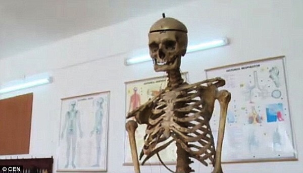 Bộ xương của thầy hiệu trưởng.