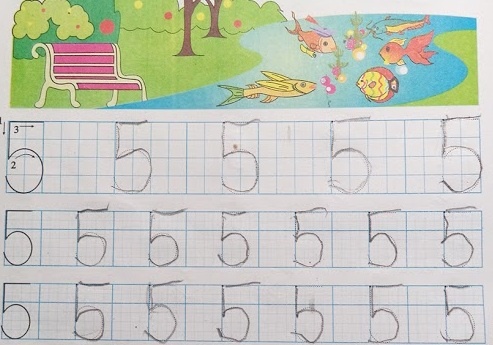 Viết số 5 theo cách thứ 2.