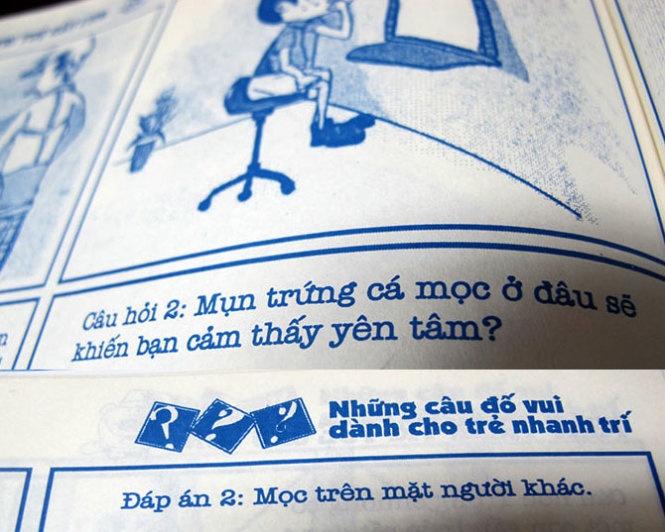 Không khó kiếm các nội dung nhảm nhí trong những cuốn sách dành cho thiếu nhi. Trong ảnh: các câu hỏi - đáp trong cuốn sách Những câu đố vui dành cho trẻ nhanh trí (NXB Hồng Đức) .
