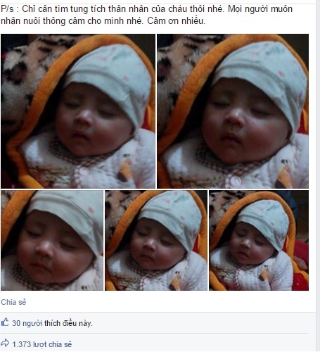 Hình ảnh em nhỏ được lan tỏa rộng rãi nhằm tìm người thân.