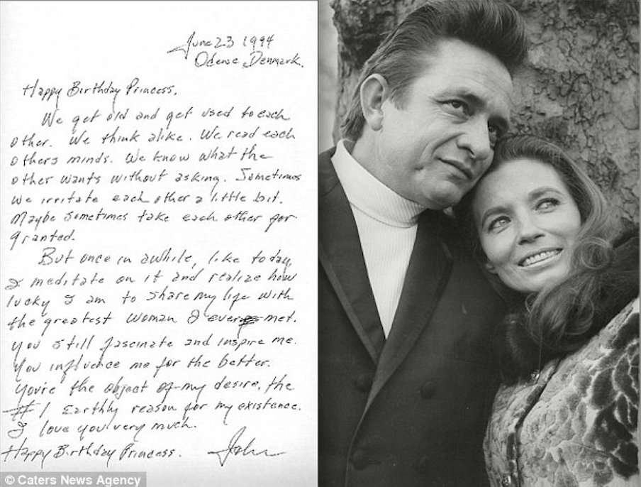Thư chúc mừng sinh nhật vợ năm 1994 của Johnny Cash được bình chọn là bức thư tình hay nhất mọi thời đại.