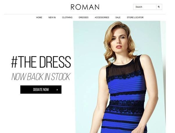 Trang web của nhà bán lẻ thời trang Roman Originals vừa giới thiệu bộ sưu tập váy The Dress.