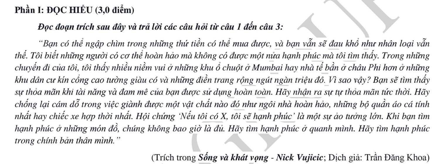 Ảnh chụp đề thi.