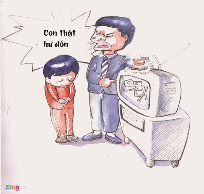 Tranh vẽ minh họa. Ảnh: Bùi Quang Tân.