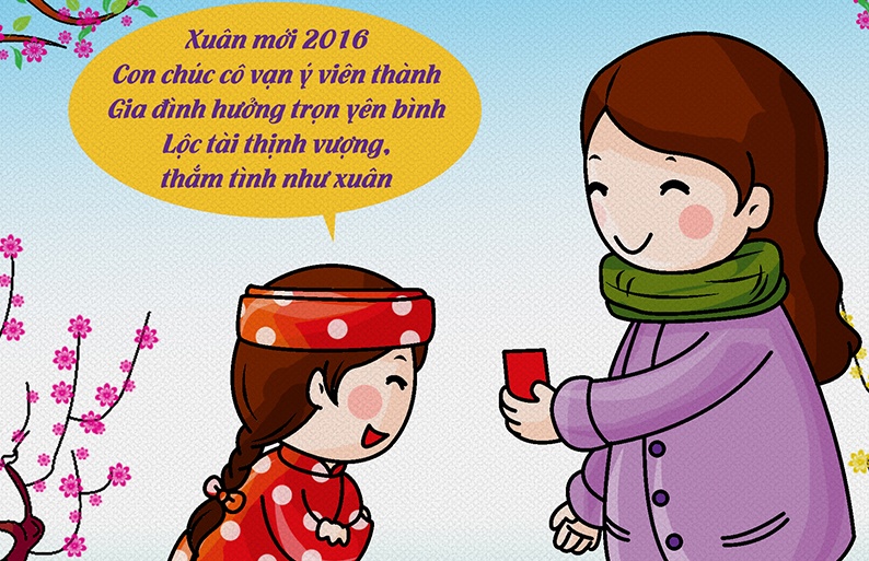 Tranh ve: Loi chuc y nghia 'mung 3 Tet thay' hinh anh