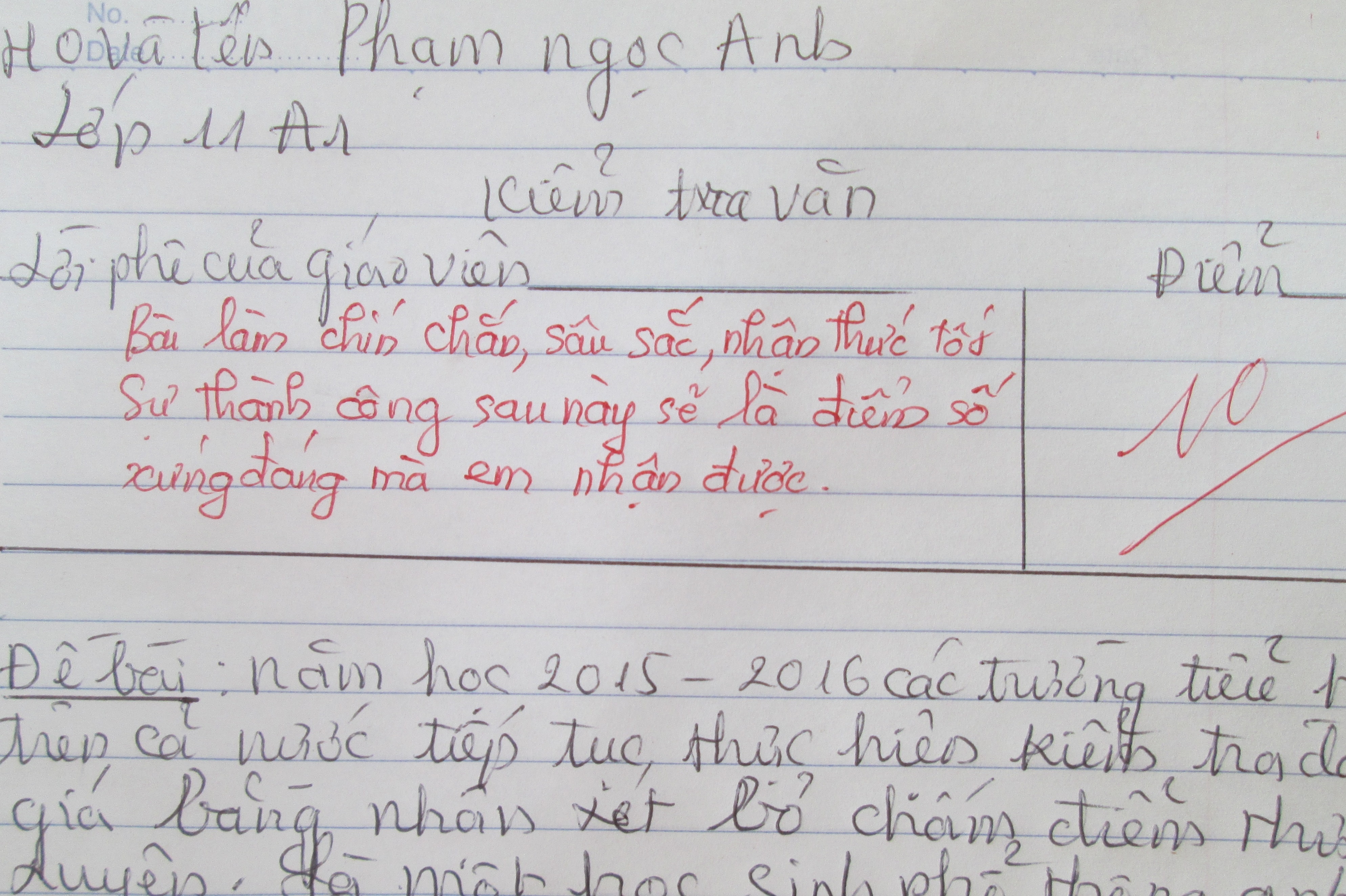 Bai van diem 10 ve vai tro cua diem so trong hoc tap hinh anh